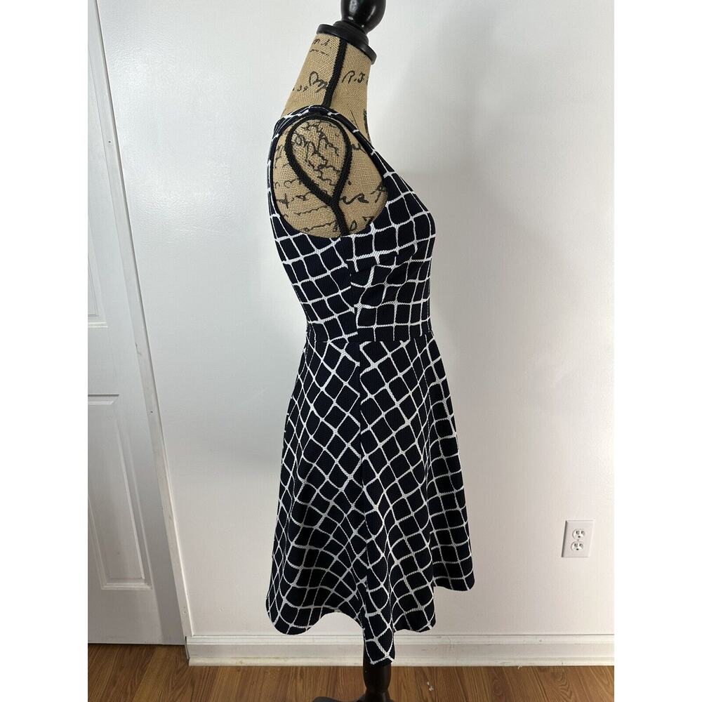 41 Hawthorn Navy Window Pane Plaid Waffle A-Line Sleeveless Dress Stretchy Sz Sm - Picture 3 of 6